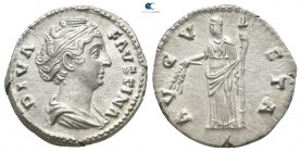 Diva Faustina I AD 140-141.  Struck under Antoninus Pius, circa AD 146/7-161. Rome. Denarius AR
