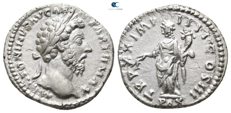 Marcus Aurelius AD 161-180. Rome
Denarius AR

17 mm., 3,29 g.

M ANTONINVS ...