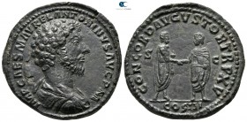 Marcus Aurelius AD 161-180. Struck AD 161. Rome. Sestertius Æ