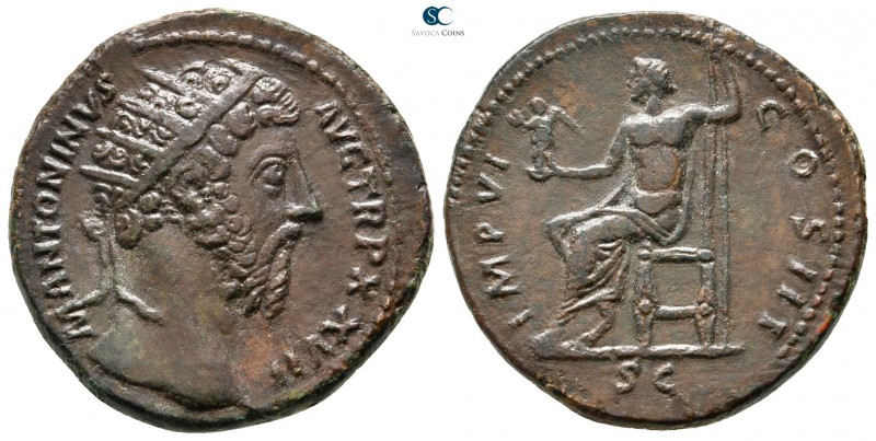 Marcus Aurelius AD 161-180. Rome
Dupondius Æ

25 mm., 10,13 g.

M ANTONINVS...