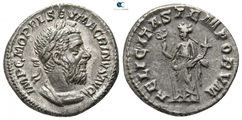 Macrinus AD 217-218. Rome
Denarius AR

18 mm., 3,54 g.

IMP C M OPEL SEV MA...