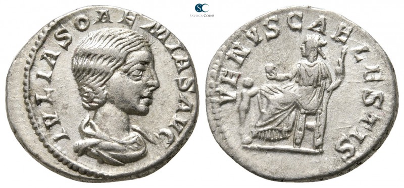 Julia Soaemias AD 218-222. Rome
Denarius AR

18 mm., 3,18 g.

 IVLIA SOEMIA...