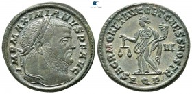 Maximianus Herculius AD 286-305. Struck AD 302-303. Aquileia. Follis Æ