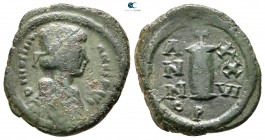 Justinian I AD 527-565. Dated RY 26=AD 552/3. Uncertain mint, possibly Perugia. Decanummium Æ