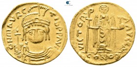 Maurice Tiberius AD 582-602. Struck AD 583/4-602. Constantinople. 10th (?) officina. Solidus AV