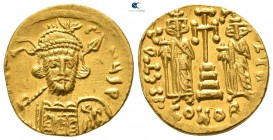 Constantine IV Pogonatus, with Heraclius and Tiberius AD 668-685. Struck circa AD 674-681. Constantinople. 2nd officina. Solidus AV