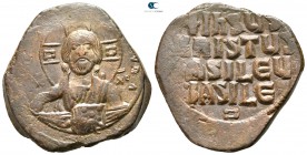 Attributed to Basil II and Constantine VIII AD 976-1028. Struck AD 976-1025. Constantinople. Anonymous follis Æ. Class 2