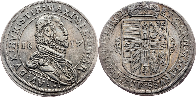 Archduke Maximilian, 1 Thaler 1617, Hall Habsburg, Archduke Maximilian, 1 Thaler...