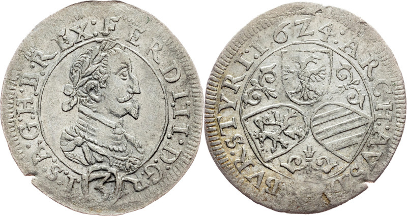 Ferdinand II., 3 Kreuzer 1624, Graz Habsburg, Ferdinand II., 3 Kreuzer 1624, Gra...