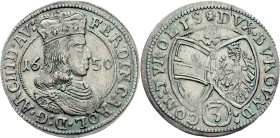 Ferdinand Charles, 3 Kreuzer 1650, Hall
