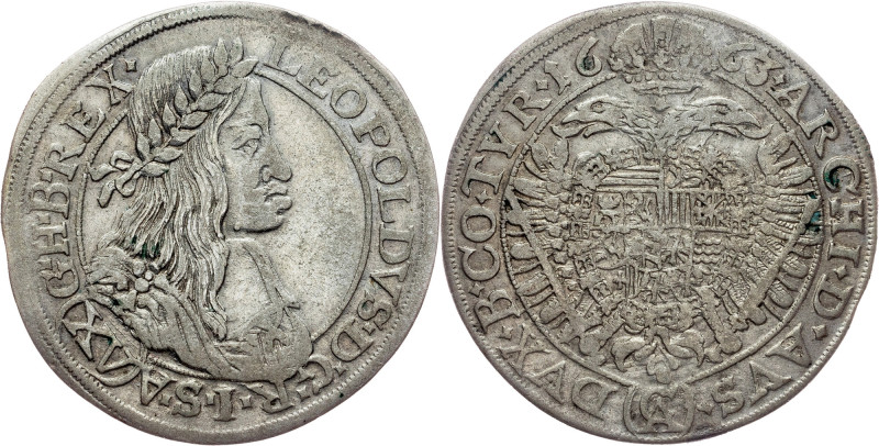 Leopold I., 15 Kreuzer 1663, Vienna Habsburg, Leopold I., 15 Kreuzer 1663, Vienn...