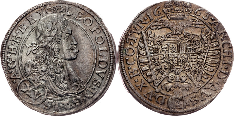 Leopold I., 15 Kreuzer 1663, Vienna Habsburg, Leopold I., 15 Kreuzer 1663, Vienn...