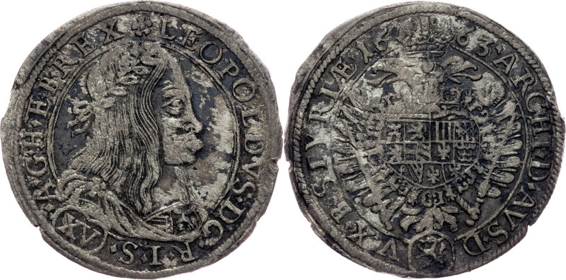 Leopold I., 15 Kreuzer 1663, Graz Habsburg, Leopold I., 15 Kreuzer 1663, Graz, 5...