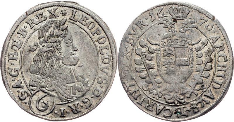Leopold I., 6 Kreuzer 1670, St. Veit Habsburg, Leopold I., 6 Kreuzer 1670, St. V...