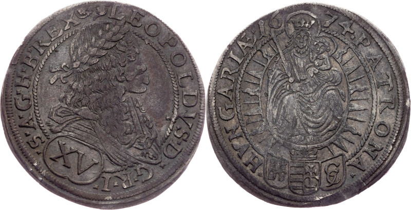 Leopold I., 15 Kreuzer 1674, Pressburg Habsburg, Leopold I., 15 Kreuzer 1674, Pr...