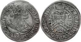 Leopold I., 3 Kreuzer 1674, FIK, Oppeln