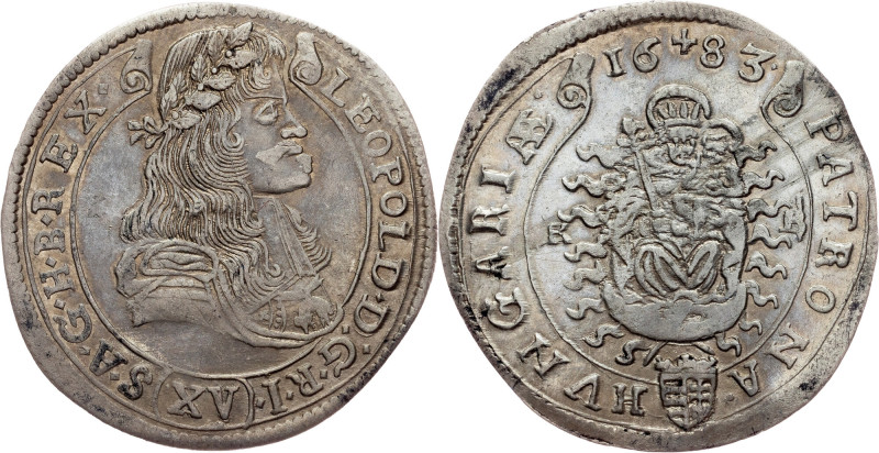 Leopold I., 15 Kreuzer 1683, KB, Kremnitz Habsburg, Leopold I., 15 Kreuzer 1683,...