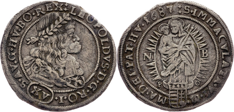 Leopold I., 15 Kreuzer 1687, Nagybanya Habsburg, Leopold I., 15 Kreuzer 1687, Na...