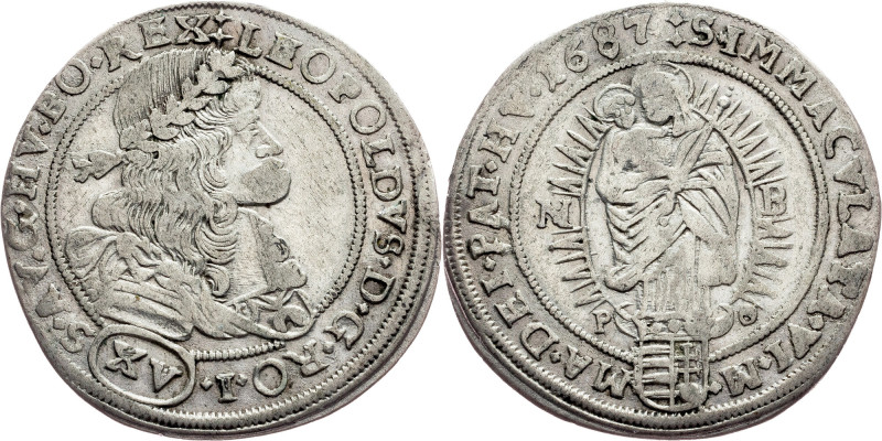 Leopold I., 15 Kreuzer 1687, Nagybanya Habsburg, Leopold I., 15 Kreuzer 1687, Na...