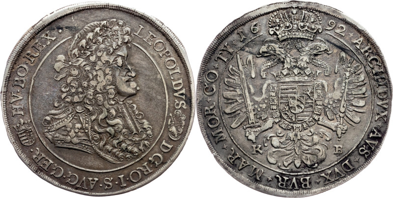 Leopold I., 1 Thaler 1692, KB, Kremnitz Habsburg, Leopold I., 1 Thaler 1692, KB,...