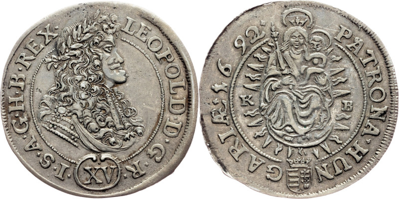 Leopold I., 15 Kreuzer 1692, KB Habsburg, Leopold I., 15 Kreuzer 1692, KB, 6,593...