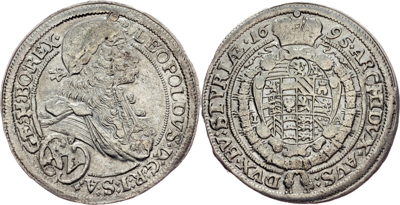 Leopold I., 15 Kreuzer 1695, I-A, Graz Habsburg, Leopold I., 15 Kreuzer 1695, I-...