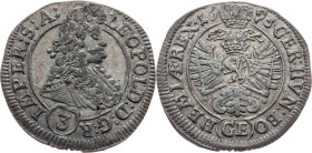 Leopold I., 3 Kreuzer 1695, GE, Prague