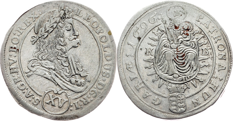 Leopold I., 15 Kreuzer 1696, KB Habsburg, Leopold I., 15 Kreuzer 1696, KB, 5,912...