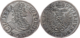 Leopold I., 3 Kreuzer 1697, GE, Prague