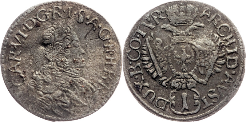 Charles VI., 1 Kreuzer ND, Hall Habsburg, Charles VI., 1 Kreuzer ND, Hall, 0,817...