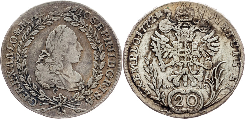 Joseph II., 20 Kreuzer 1772, C Habsburg, Joseph II., 20 Kreuzer 1772, C, 6,529 g...