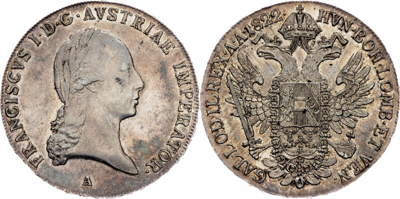 Franz I. (II.), 1 Thaler 1822, A, Vienna Habsburg, Franz I. (II.), 1 Thaler 1822...