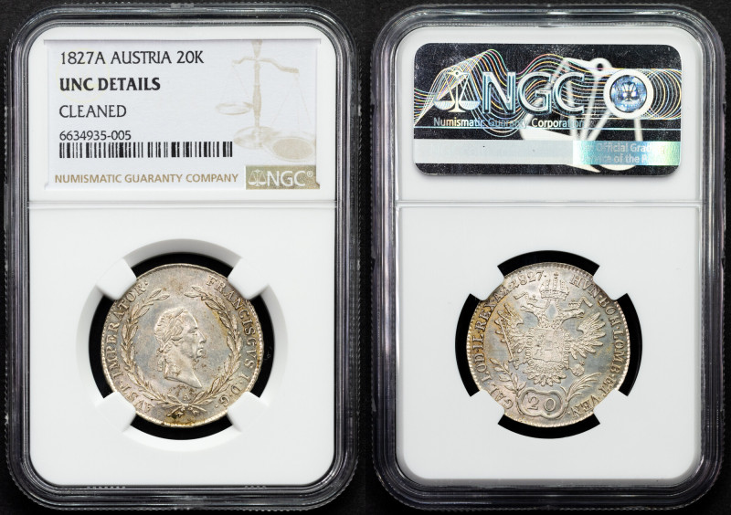 Franz I. (II.), 20 Kreuzer 1827, A Habsburg, Franz I. (II.), 20 Kreuzer 1827, A,...