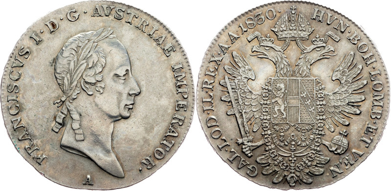 Franz I. (II.), 1/2 Thaler 1830, A, Vienna Habsburg, Franz I. (II.), 1/2 Thaler ...