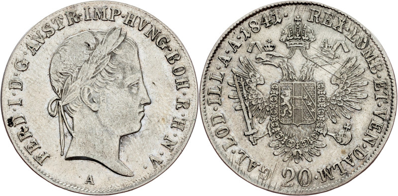 Ferdinand V., 20 Kreuzer 1841, A Habsburg, Ferdinand V., 20 Kreuzer 1841, A, 6,6...