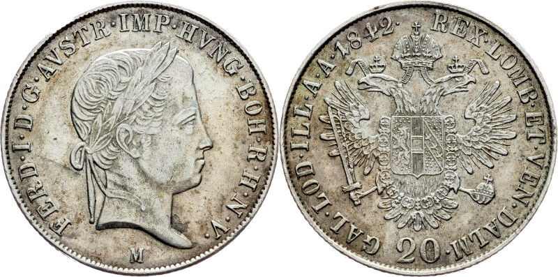 Ferdinand V., 20 Kreuzer 1842, Milan Habsburg, Ferdinand V., 20 Kreuzer 1842, Mi...