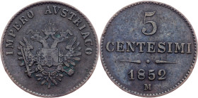 Italy, 5 Centesimi 1852, M