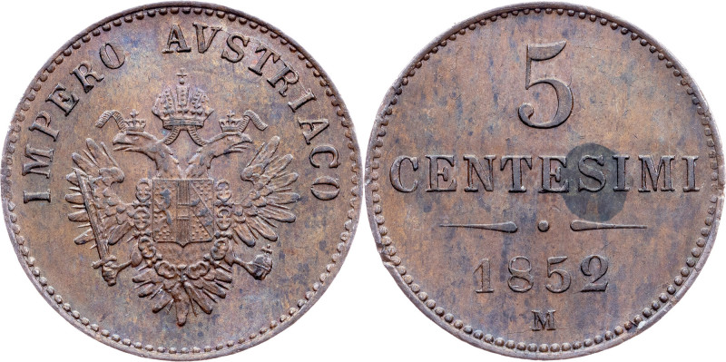 Franz Joseph I., 5 Centesimi 1852, M, Milan Habsburg, Franz Joseph I., 5 Centesi...