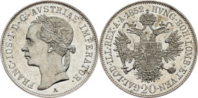 Franz Joseph I., 20 Kreuzer 1852, A, Vienna