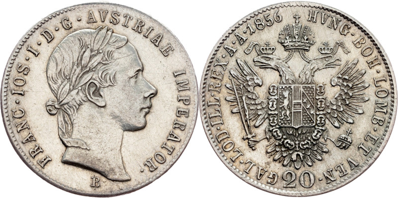 Franz Joseph I., 20 Kreuzer 1856, B Habsburg, Franz Joseph I., 20 Kreuzer 1856, ...