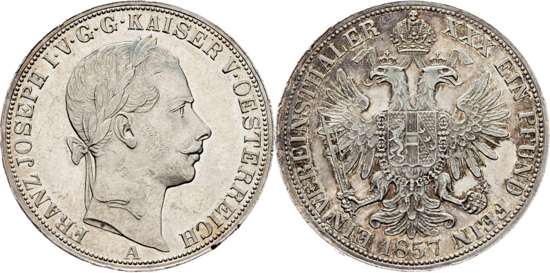 Franz Joseph I., 1 Thaler 1857, A, Vienna Habsburg, Franz Joseph I., 1 Thaler 18...