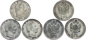 Franz Joseph I., 3pcs of 1/4 Gulden 1859