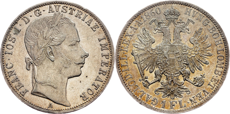 Franz Joseph I., 1 Gulden 1860, A, Vienna Habsburg, Franz Joseph I., 1 Gulden 18...