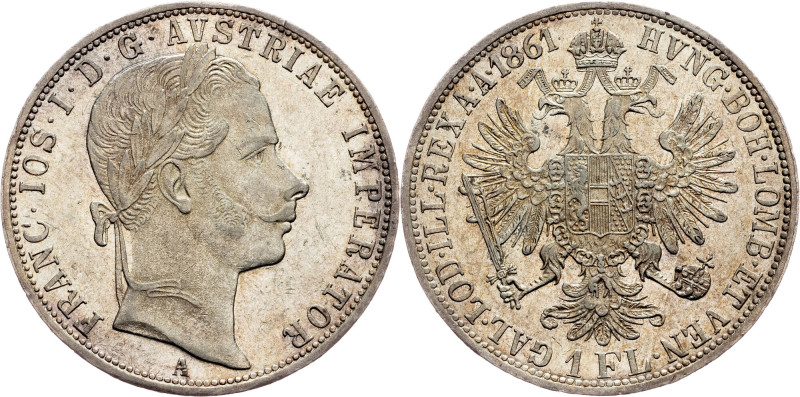 Franz Joseph I., 1 Gulden 1861, A, Vienna Habsburg, Franz Joseph I., 1 Gulden 18...
