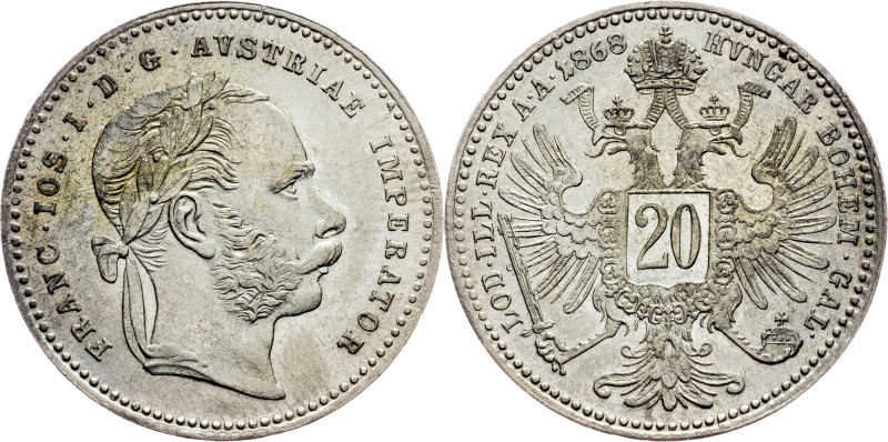 Franz Joseph I., 20 Kreuzer 1868, Vienna Habsburg, Franz Joseph I., 20 Kreuzer 1...