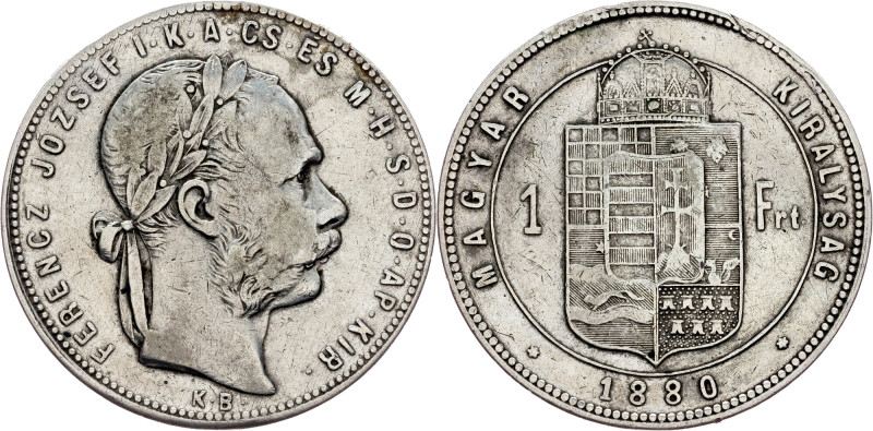 Franz Joseph I., 1 Forint 1880, KB Habsburg, Franz Joseph I., 1 Forint 1880, KB,...