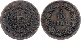 Franz Joseph I., 1/2 Kreuzer 1881, Vienna