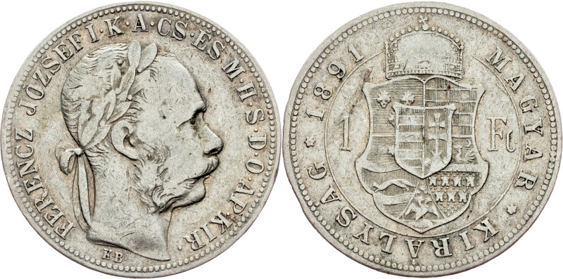 Franz Joseph I., 1 Forint 1891, KB Habsburg, Franz Joseph I., 1 Forint 1891, KB,...