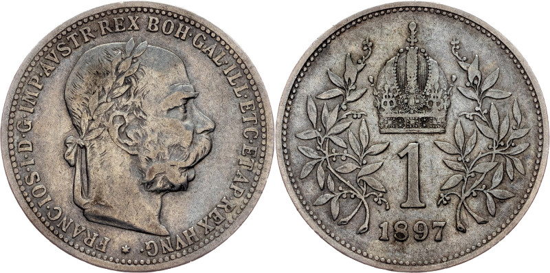 Franz Joseph I., 1 Krone 1897, Vienna Habsburg, Franz Joseph I., 1 Krone 1897, V...