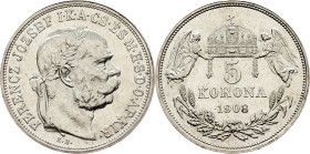 Franz Joseph I., 5 Korona 1908, KB